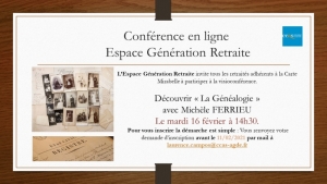 CONFERENCE "Découvrir la Généalogie".