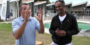 Yannick Noah sur les courts du Centre International de Tennis