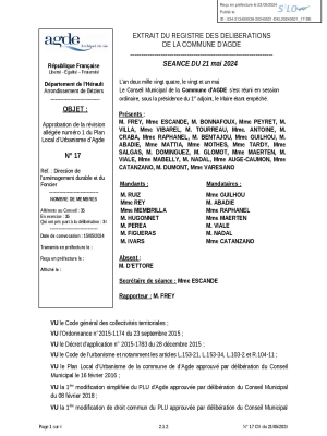 Délibération du Conseil Municipal approuvant la révision allégée numéro 1 du PLU