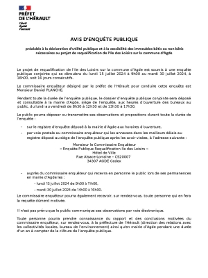 Avis d'enquête publique