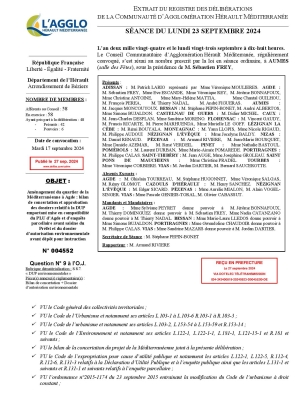 Délibération du conseil communautaire tirant le bilan de la concertation et approuvant les dossiers de déclaration d'utilité publique et de cessibilité dans le cadre de l'aménagement du quartier de la Méditerranéenne
