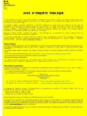 Avis d'enquête publique
