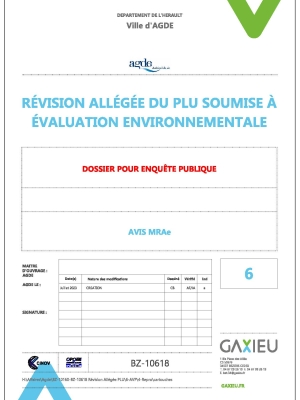 Avis de la Mission Régionale d'Autorité environnementale (MRAe)