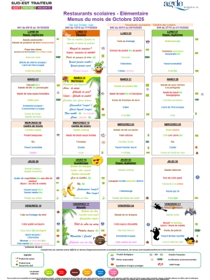 Menus Élémentaire SET Octobre 2025