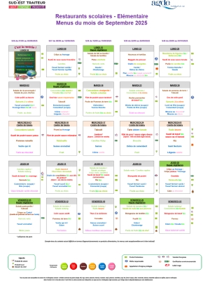 Menus Élémentaire SET Septembre 2025