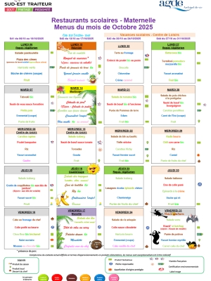 Menus Maternelle SET Octobre 2025