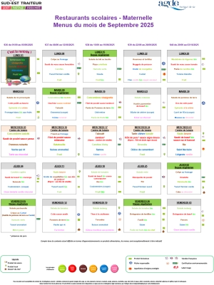 Menus Maternelle SET Septembre 2025