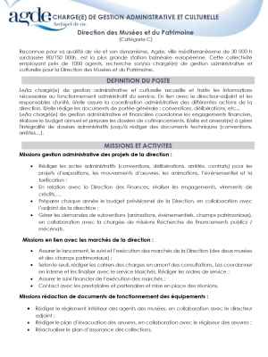 Chargé(e) de gestion administrative et culturelle