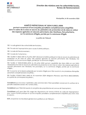 Arrêté préfectoral d'ouverture de l'enquête publique