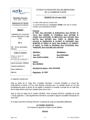Délibérations du conseil municipal du 12 mars 2025