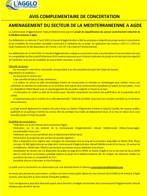 Avis complémentaire de concertation