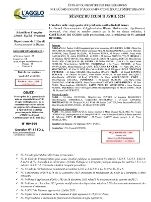Délibération CAHM - prescription de la procédure de mise en comptabilité du PLU et élargissement de la concertation préalable