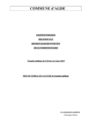 Procès verbal de synthèse