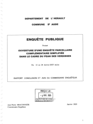 Rapport du commissaire enquêteur