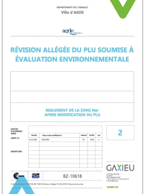Règlement écrit de la zone NER après adaptation
