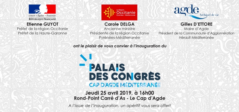 Invitation inauguration Palais des Congrès Cap d'Agde Méditerranée