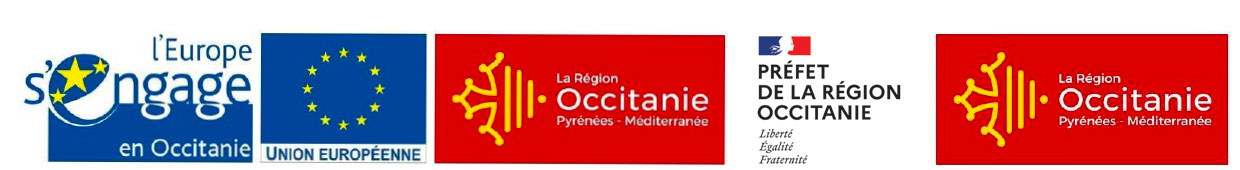 Logos partenaires Union Européenne et la Région Occitanie