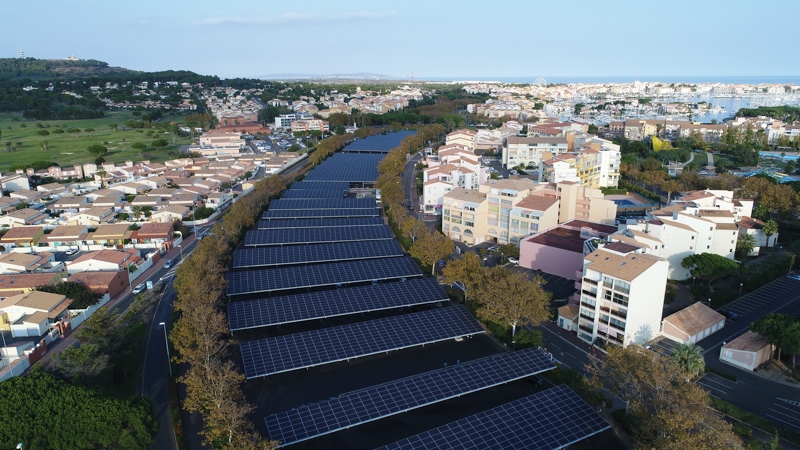 Les parkings Catalogne et Coquilles  équipés d’ombrières photovoltaïques