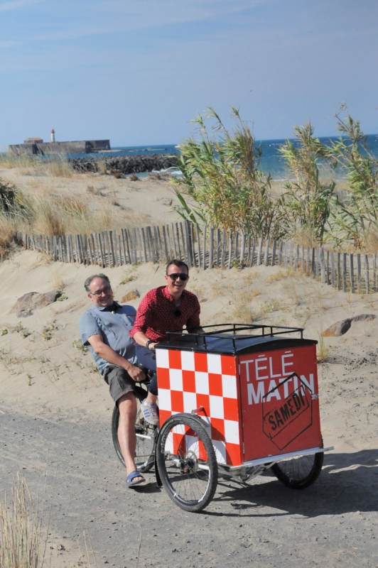 Le triporteur de Télématin s’est arrêté au Cap d’Agde